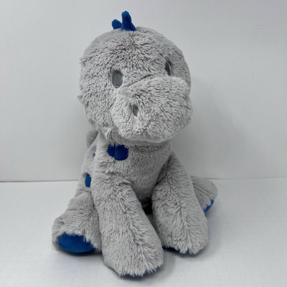 KellyToy Gray Blue Dinosaur Plush Rattle Baby Dino Stuffed Animal Embroidered